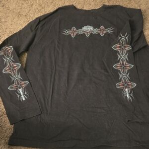 Harley-Davidson Black Long Sleeve with Red and Gray Graphics